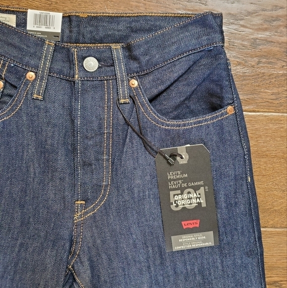 levi's 501 Original Fit Dark Wash High-rise Straight Leg Size 24 x 30 NWOT - Picture 3 of 16